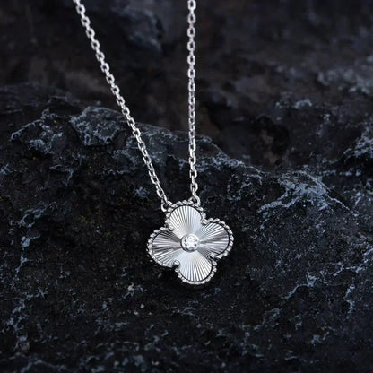 [LuckyStar]CLOVER 15MM DIAMANT LASER HALSKETTE SILBER