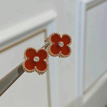 [LuckyStar]CLOVER MEDIUM 1 MOTIFS CARNELIAN DIAMOND Ohrringe