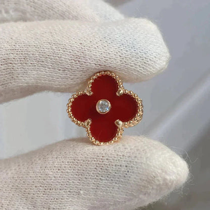 [LuckyStar]CLOVER MEDIUM 1 MOTIFS CARNELIAN DIAMOND Ohrringe