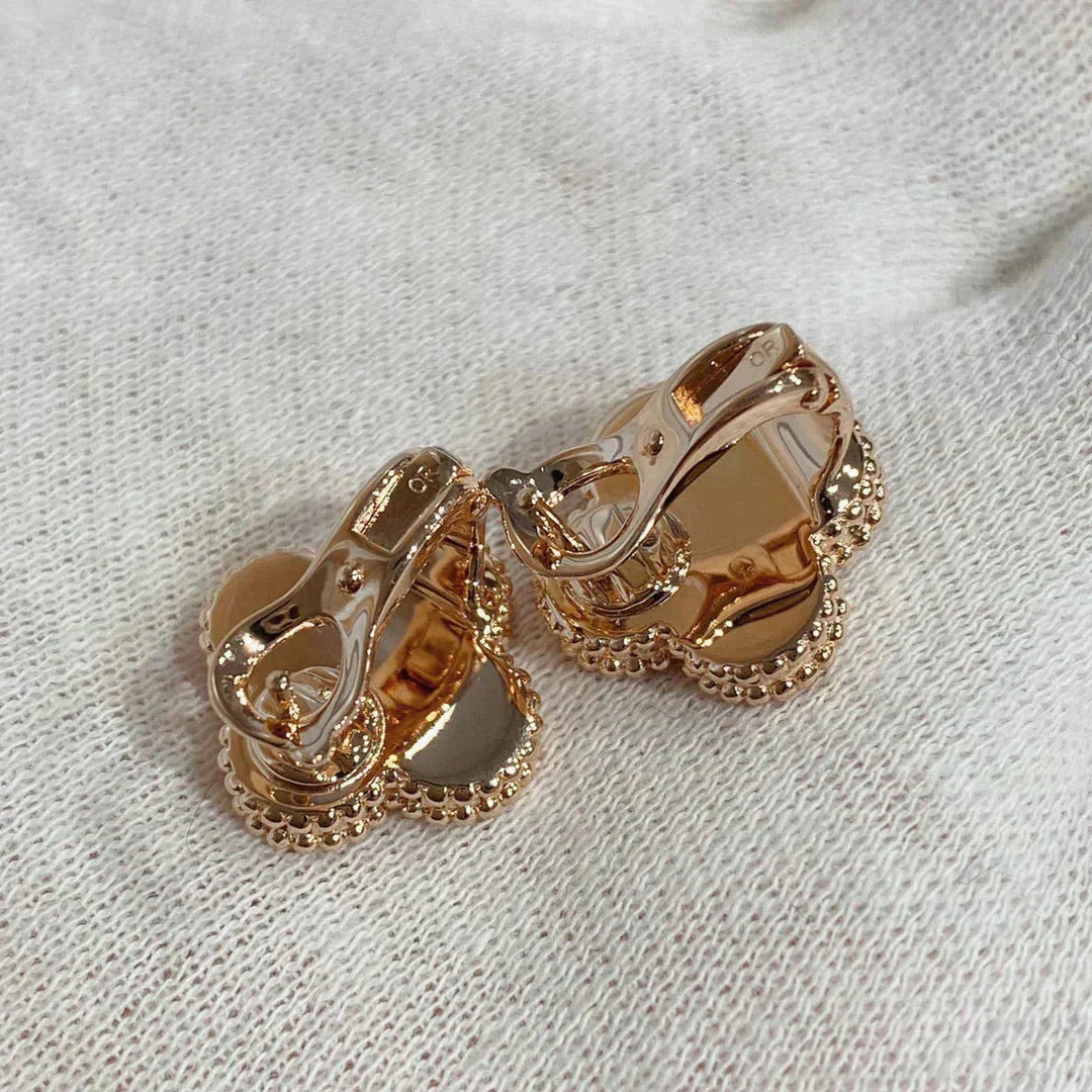 [LuckyStar]CLOVER MEDIUM 1 MOTIFS CARNELIAN DIAMOND Ohrringe