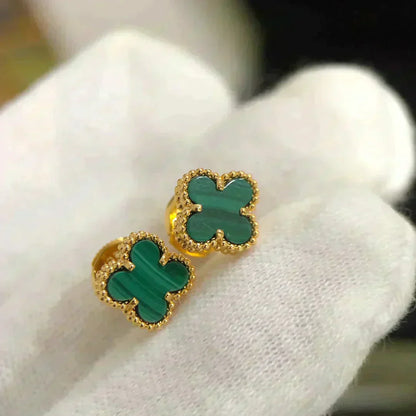 [LuckyStar]CLOVER MINI 9,5MM MALACHIT OHRRINGE