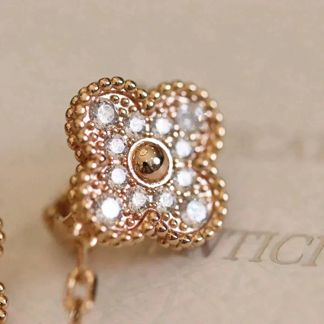 [LuckyStar]CLOVER MEDIUM 1 MOTIFS VOLLE DIAMANT-OHRRINGE