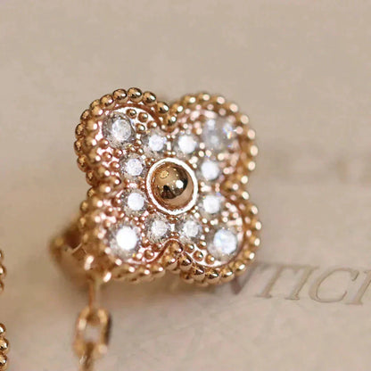 [LuckyStar]CLOVER MEDIUM 1 MOTIFS VOLLE DIAMANT-OHRRINGE
