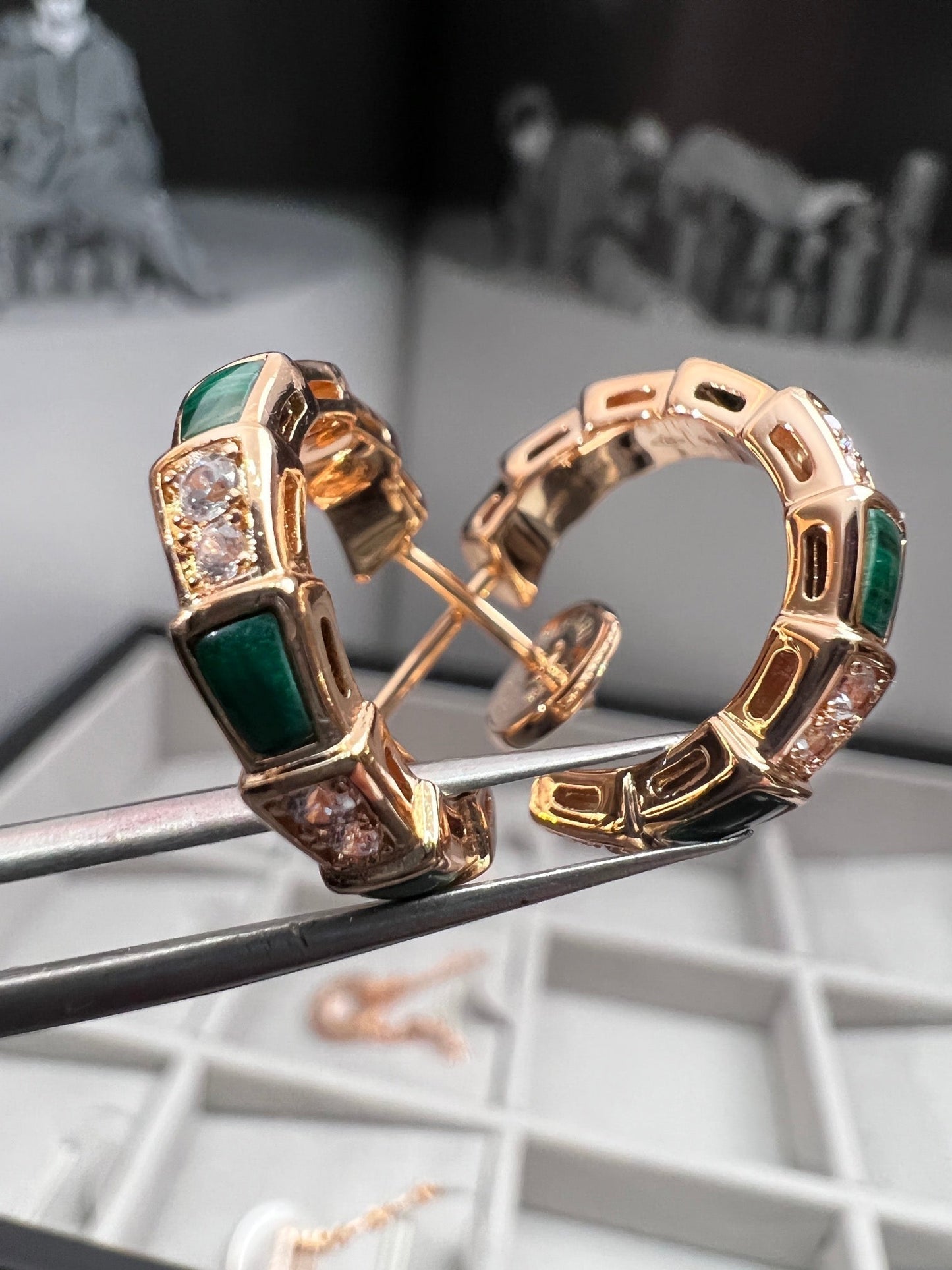 [LuckyStar]SERPENTI MALACHIT ROTGOLD OHRRINGE