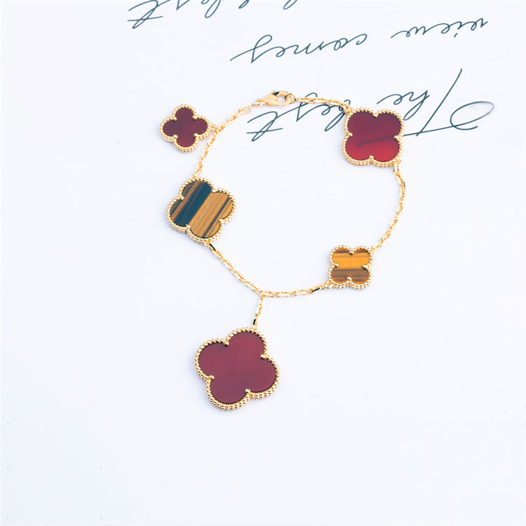 [LuckyStar]KLEE-ARMBAND 5 MOTIVE KARNEOL TIGERAUGE