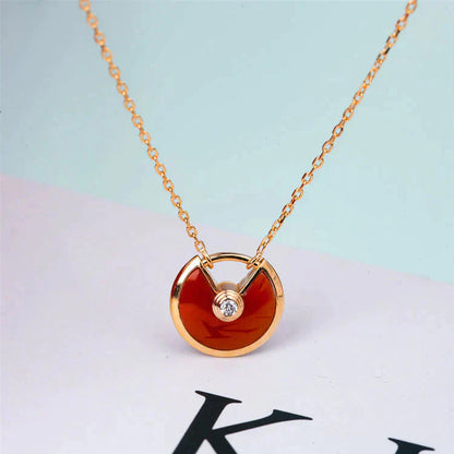 [LuckyStar]AMULETT GOLD KARNEOL ONYX HALSKETTE