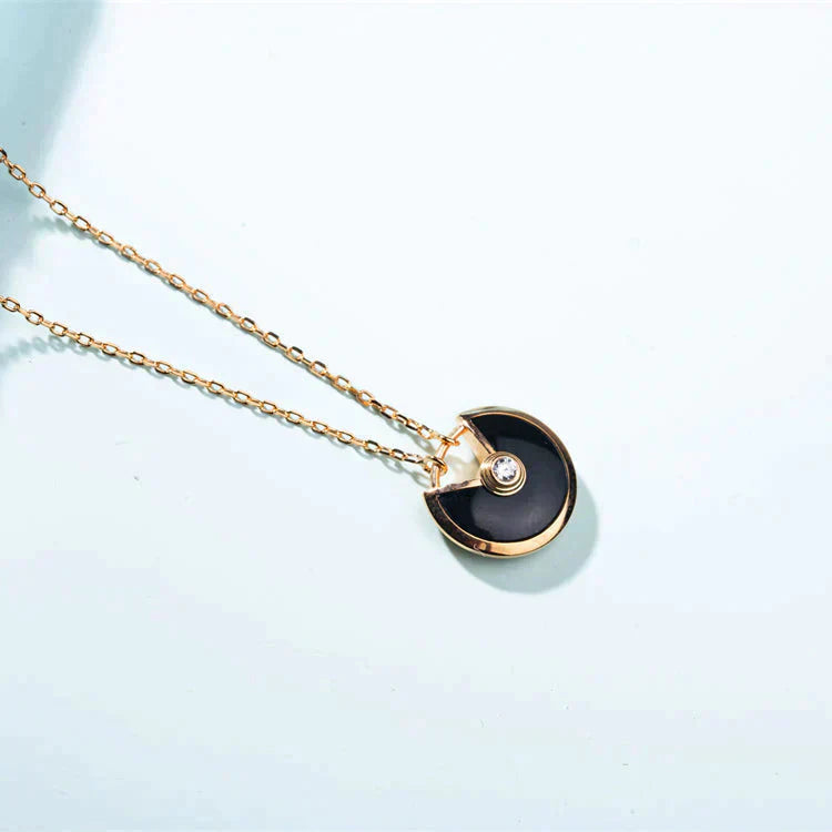 [LuckyStar]AMULETT GOLD KARNEOL ONYX HALSKETTE