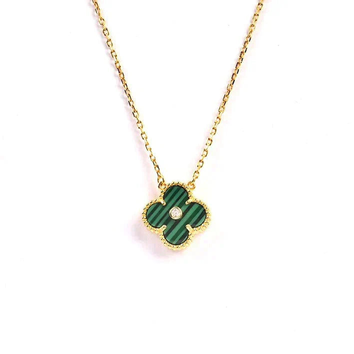 [LuckyStar]CLOVER 15MM DIAMANT-TÜRKIS-HALSKETTE
