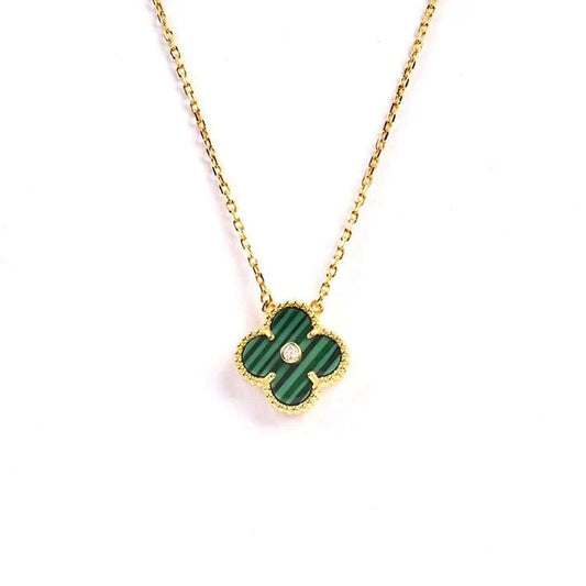 [LuckyStar]CLOVER 15MM DIAMANT-TÜRKIS-HALSKETTE