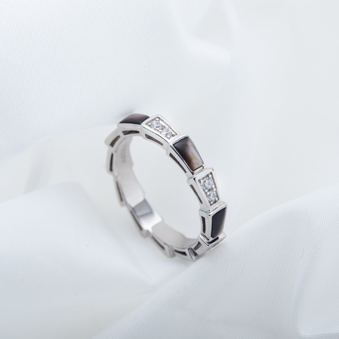[LuckyStar]SERPENTI RING SILBER DIAMANT SCHWARZ MOP 3MM