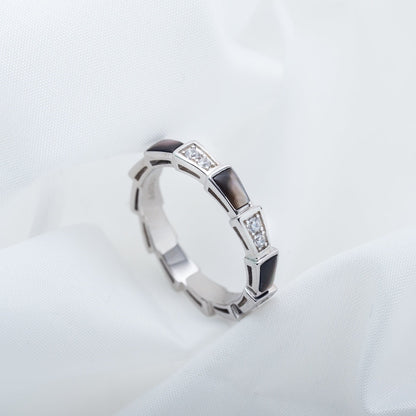 [LuckyStar]SERPENTI RING SILBER DIAMANT SCHWARZ MOP 3MM