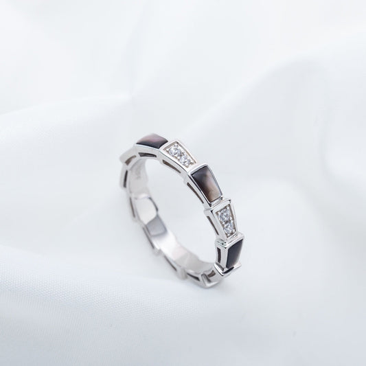 [LuckyStar]SERPENTI RING SILBER DIAMANT SCHWARZ MOP 3MM