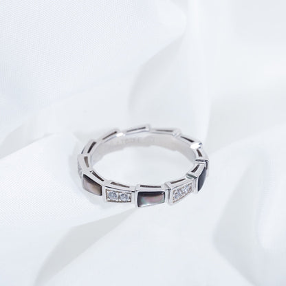 [LuckyStar]SERPENTI RING SILBER DIAMANT SCHWARZ MOP 3MM