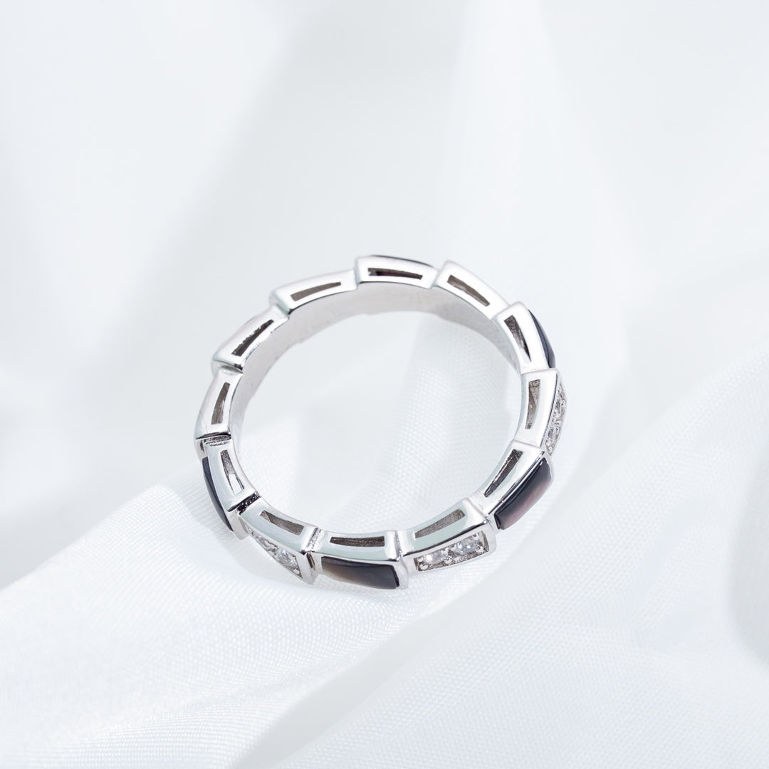 [LuckyStar]SERPENTI RING SILBER DIAMANT SCHWARZ MOP 3MM