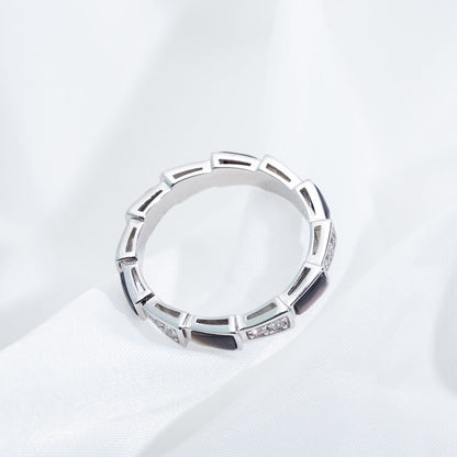 [LuckyStar]SERPENTI RING SILBER DIAMANT SCHWARZ MOP 3MM