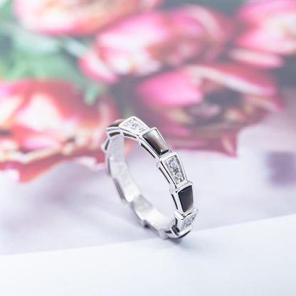 [LuckyStar]SERPENTI RING SILBER DIAMANT SCHWARZ MOP 3MM