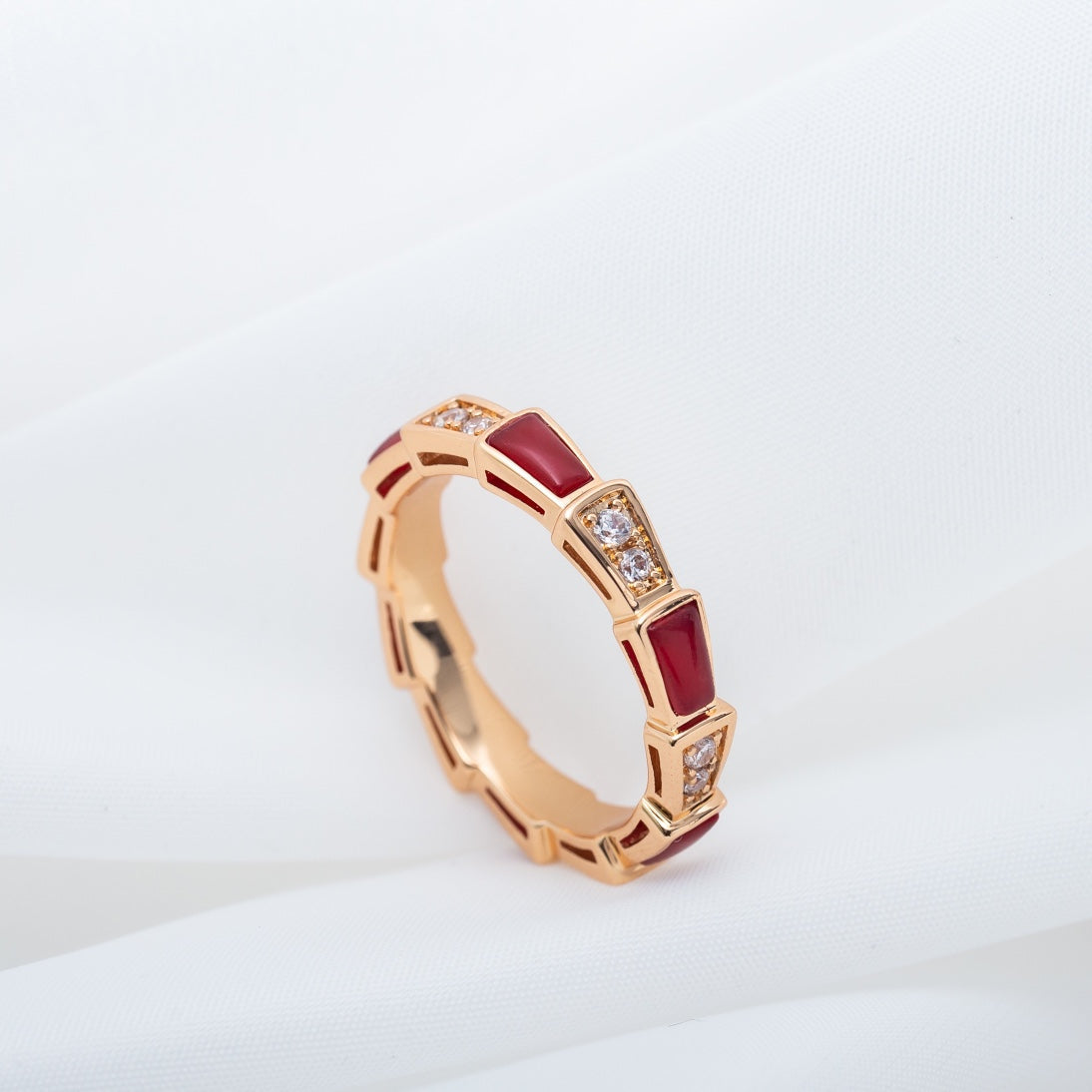 [LuckyStar]SERPENTI RING ROTGOLD KARNEOL DIAMANT 3MM