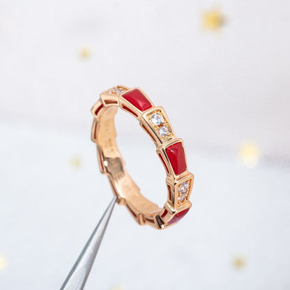 [LuckyStar]SERPENTI RING ROTGOLD KARNEOL DIAMANT 3MM