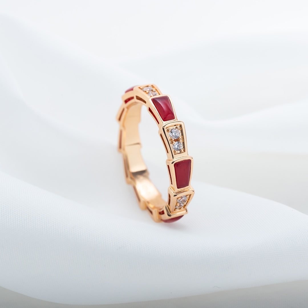 [LuckyStar]SERPENTI RING ROTGOLD KARNEOL DIAMANT 3MM