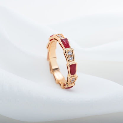 [LuckyStar]SERPENTI RING ROTGOLD KARNEOL DIAMANT 3MM