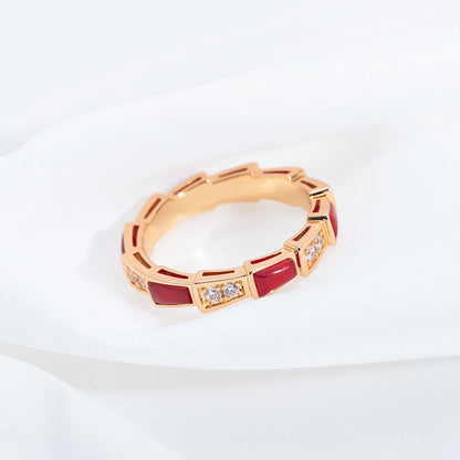 [LuckyStar]SERPENTI RING ROTGOLD KARNEOL DIAMANT 3MM