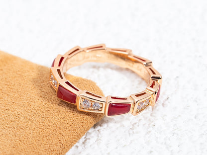 [LuckyStar]SERPENTI RING ROTGOLD KARNEOL DIAMANT 3MM