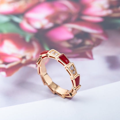 [LuckyStar]SERPENTI RING ROTGOLD KARNEOL DIAMANT 3MM