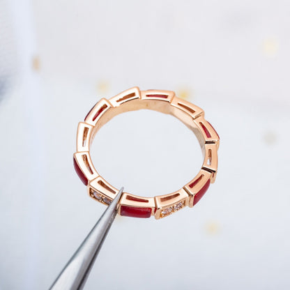 [LuckyStar]SERPENTI RING ROTGOLD KARNEOL DIAMANT 3MM
