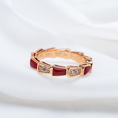[LuckyStar]SERPENTI RING ROTGOLD KARNEOL DIAMANT 3MM