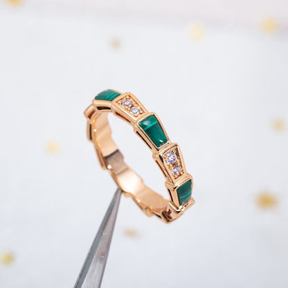 [LuckyStar]SERPENTI RING ROTGOLD MALACHIT DIAMANT 3MM