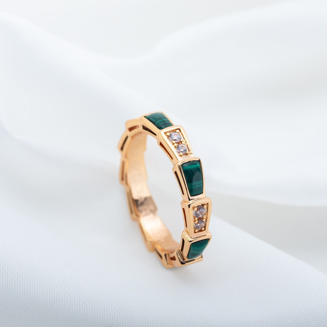 [LuckyStar]SERPENTI RING ROTGOLD MALACHIT DIAMANT 3MM