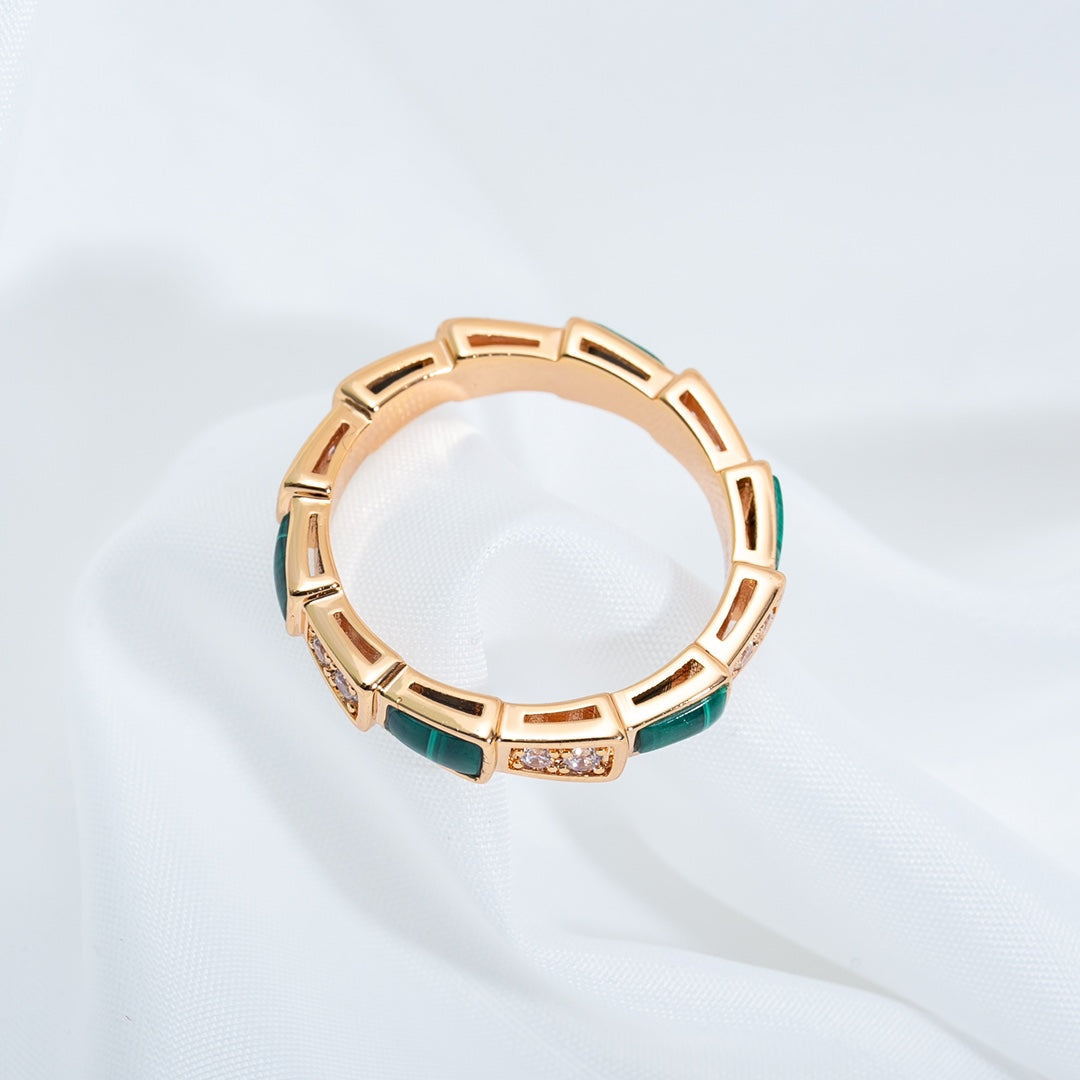 [LuckyStar]SERPENTI RING ROTGOLD MALACHIT DIAMANT 3MM