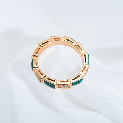 [LuckyStar]SERPENTI RING ROTGOLD MALACHIT DIAMANT 3MM