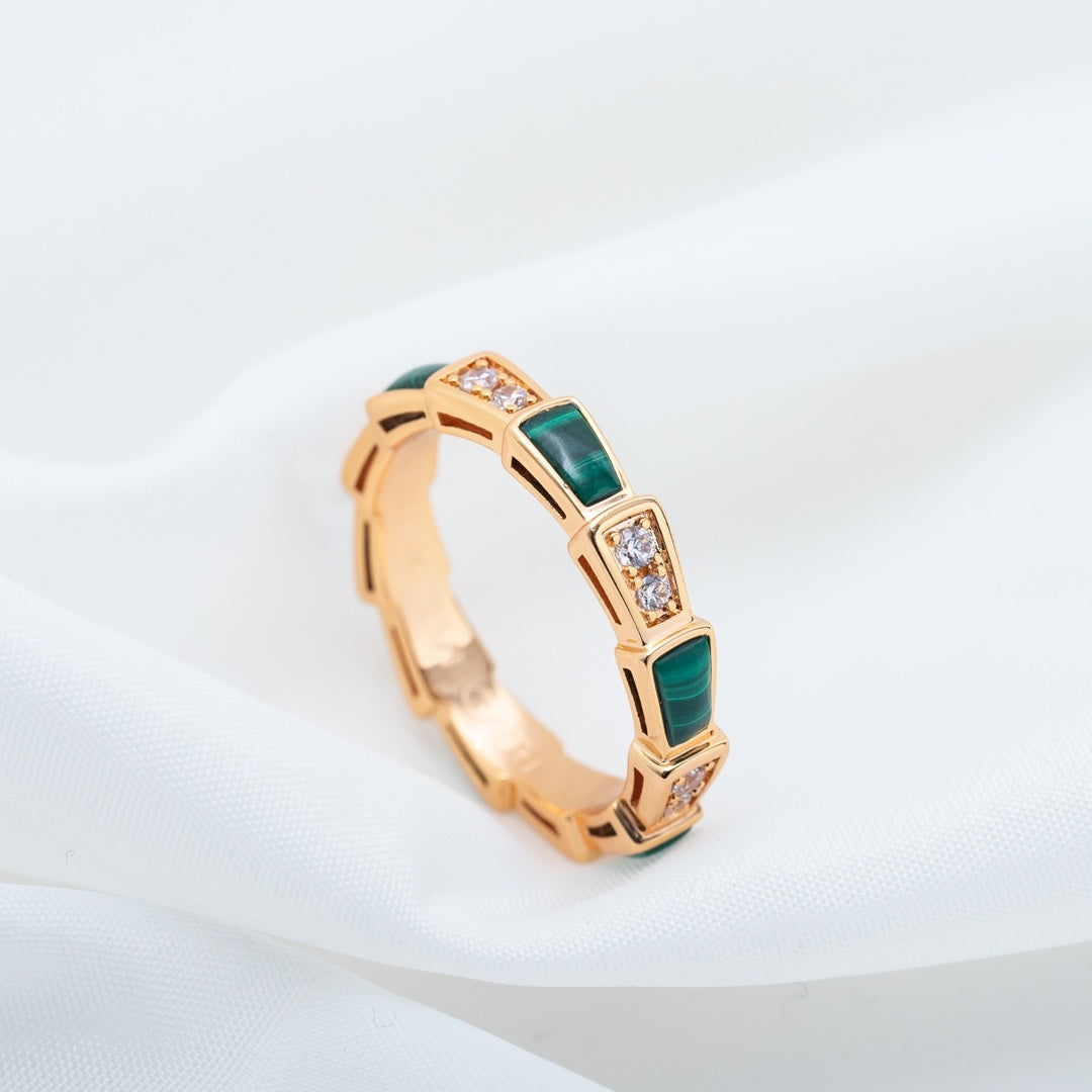 [LuckyStar]SERPENTI RING ROTGOLD MALACHIT DIAMANT 3MM