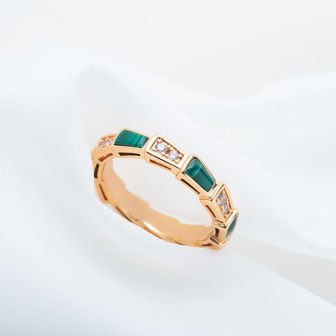 [LuckyStar]SERPENTI RING ROTGOLD MALACHIT DIAMANT 3MM