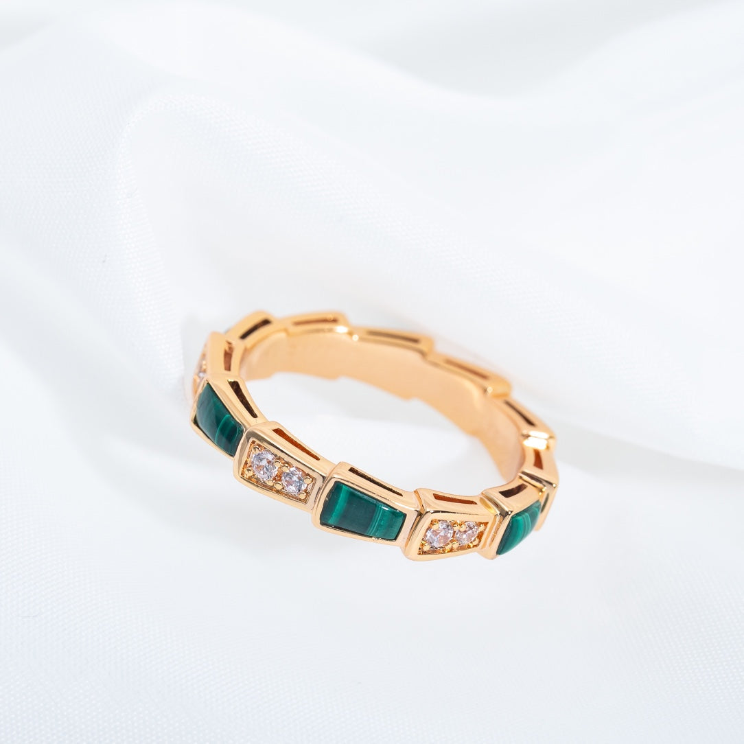 [LuckyStar]SERPENTI RING ROTGOLD MALACHIT DIAMANT 3MM