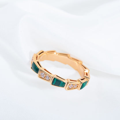 [LuckyStar]SERPENTI RING ROTGOLD MALACHIT DIAMANT 3MM