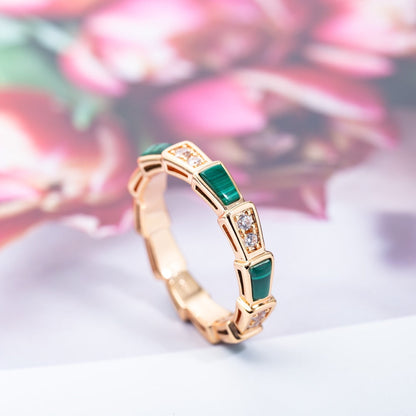 [LuckyStar]SERPENTI RING ROTGOLD MALACHIT DIAMANT 3MM
