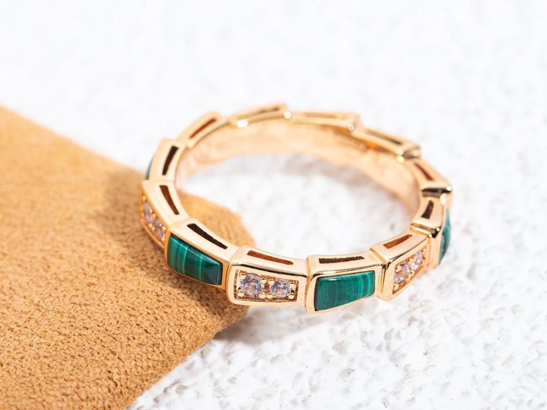 [LuckyStar]SERPENTI RING ROTGOLD MALACHIT DIAMANT 3MM