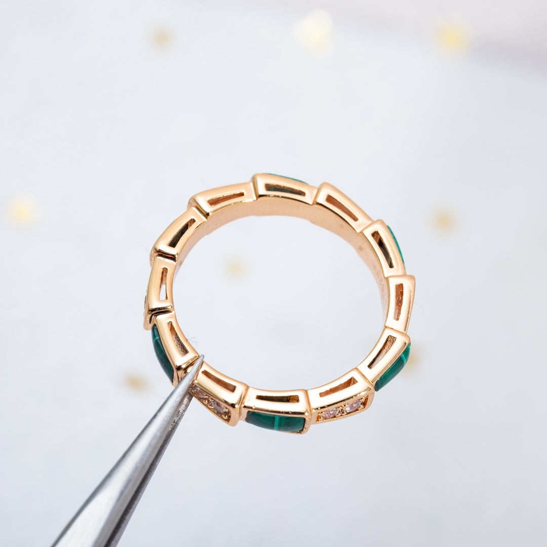 [LuckyStar]SERPENTI RING ROTGOLD MALACHIT DIAMANT 3MM