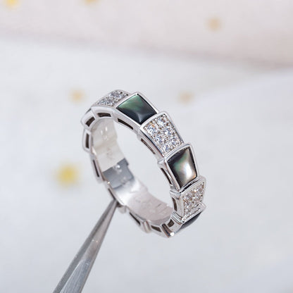 [LuckyStar]SERPENTI RING SILBER DIAMANT SCHWARZ MOP 4MM