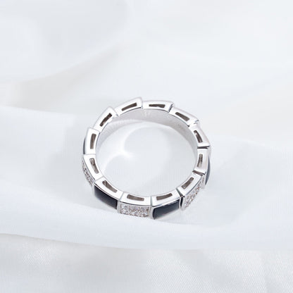 [LuckyStar]SERPENTI RING SILBER DIAMANT SCHWARZ MOP 4MM