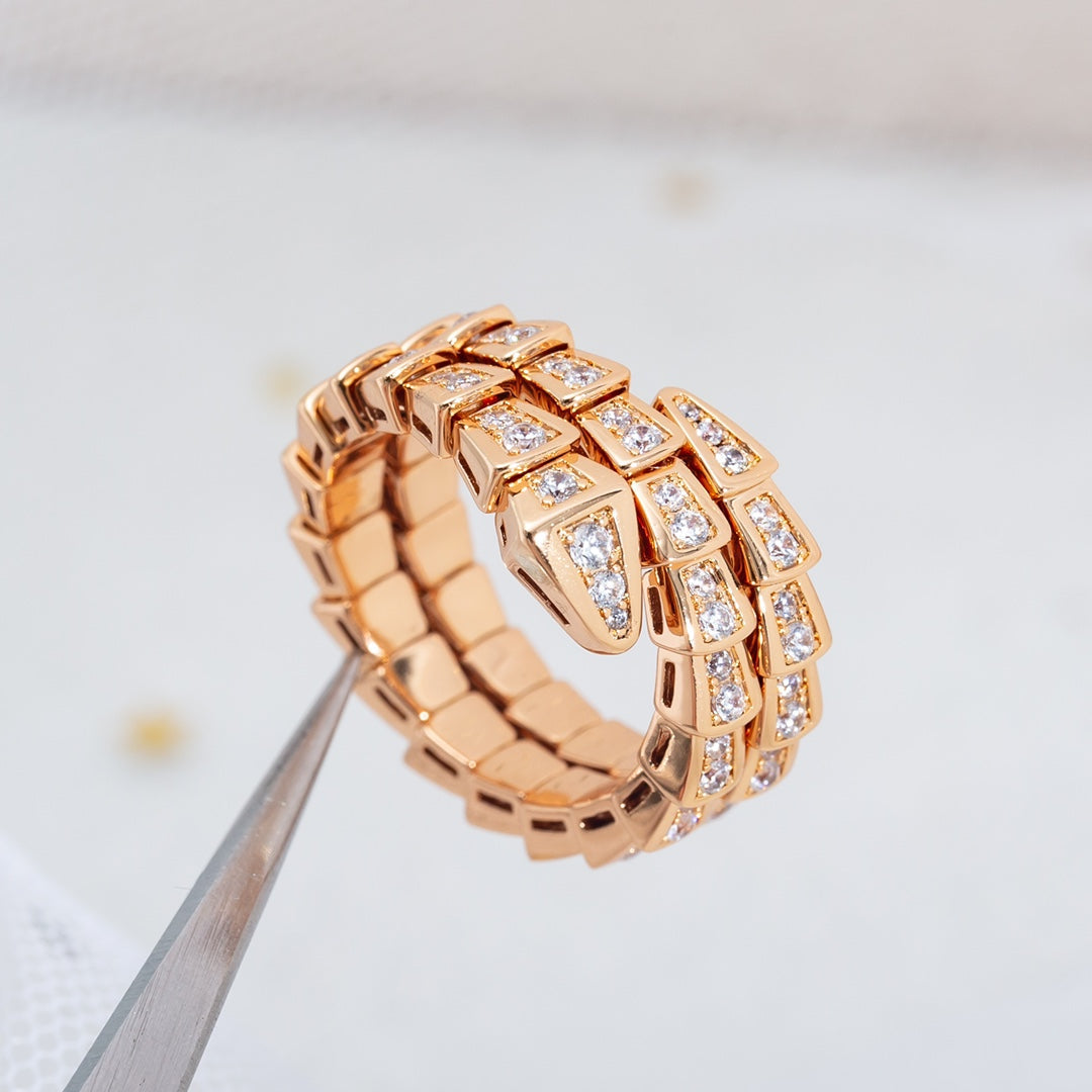 [LuckyStar]SERPENTI RING ROTGOLD DIAMANT DOPPELREIHIG