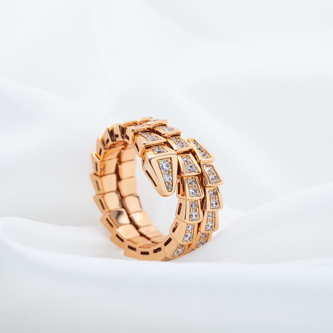 [LuckyStar]SERPENTI RING ROTGOLD DIAMANT DOPPELREIHIG