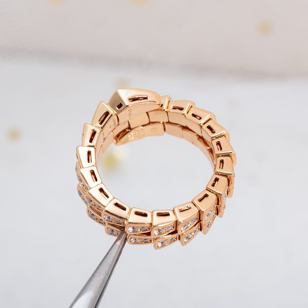 [LuckyStar]SERPENTI RING ROTGOLD DIAMANT DOPPELREIHIG