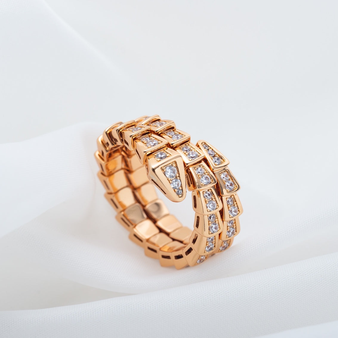[LuckyStar]SERPENTI RING ROTGOLD DIAMANT DOPPELREIHIG