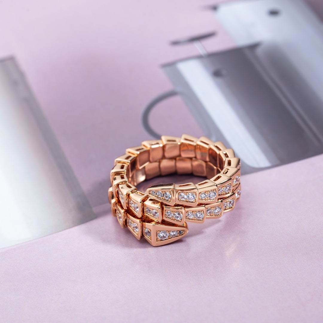 [LuckyStar]SERPENTI RING ROTGOLD DIAMANT DOPPELREIHIG