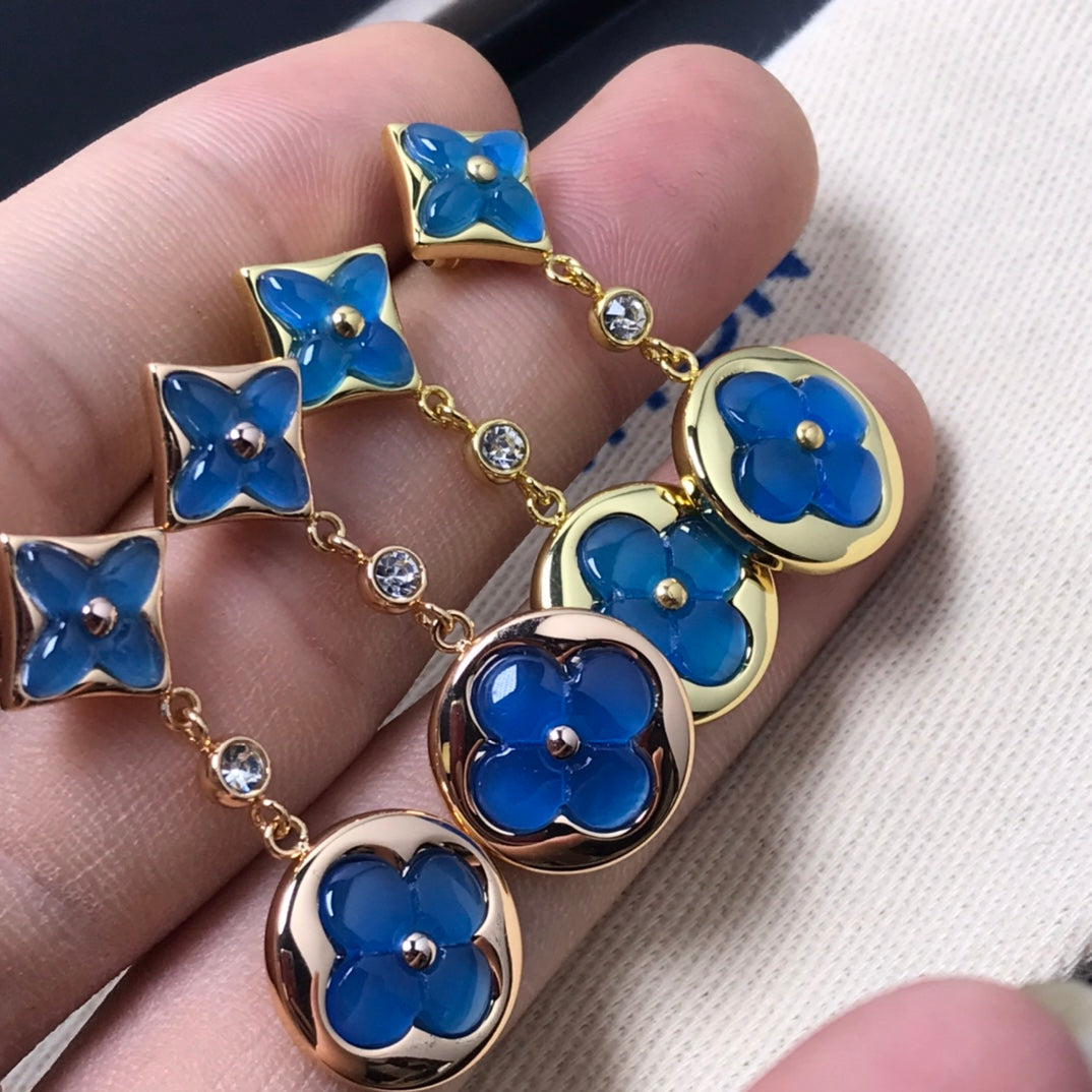 [LuckyStar]Ohrringe mit Stern- und Sonnenachat-Diamanten