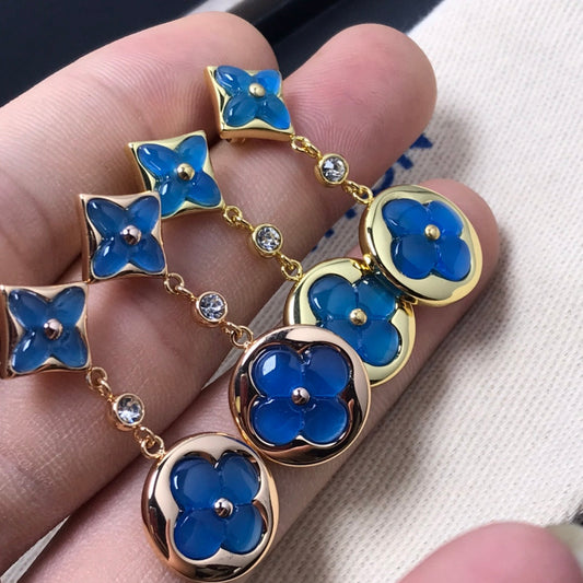 [LuckyStar]Ohrringe mit Stern- und Sonnenachat-Diamanten