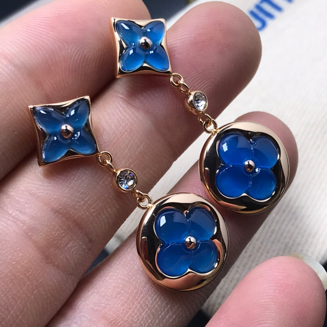 [LuckyStar]Ohrringe mit Stern- und Sonnenachat-Diamanten